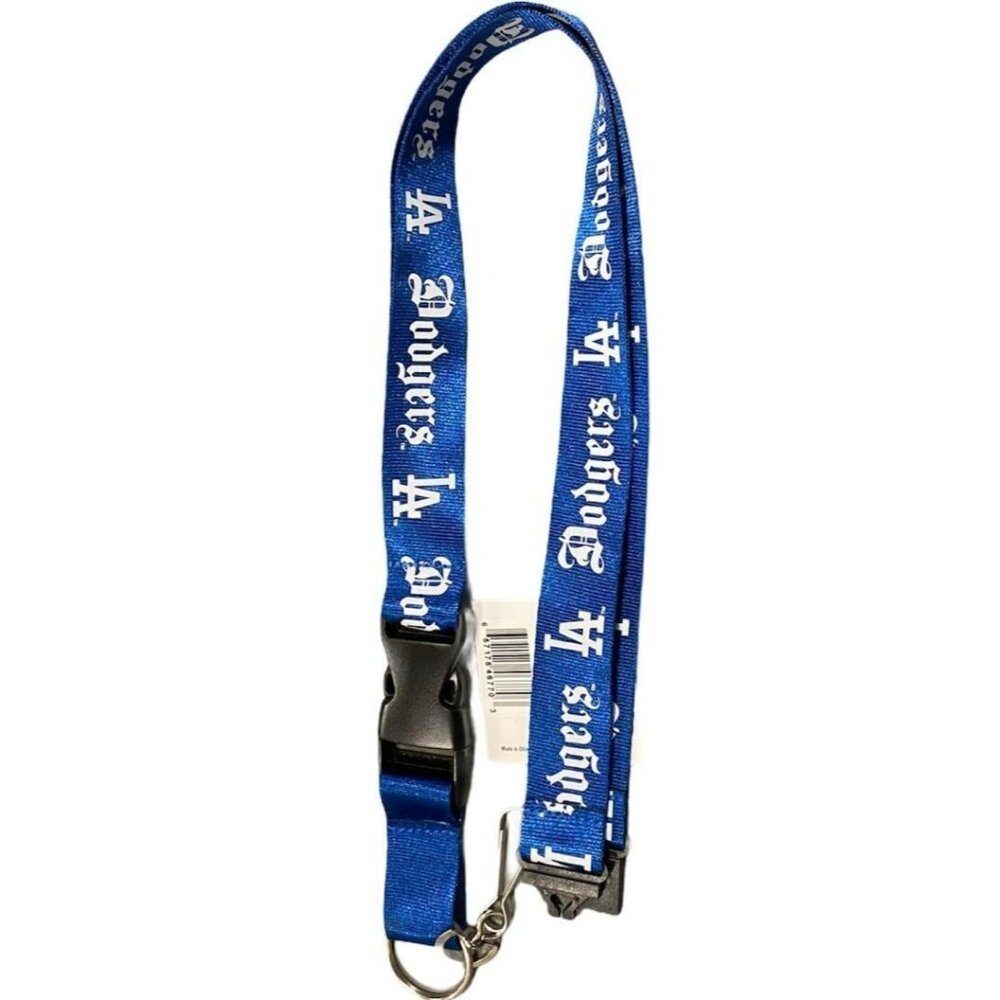 LOS ANGELES DODGERS 2-Sided Lanyard Keychain Old English Font Design Licensed